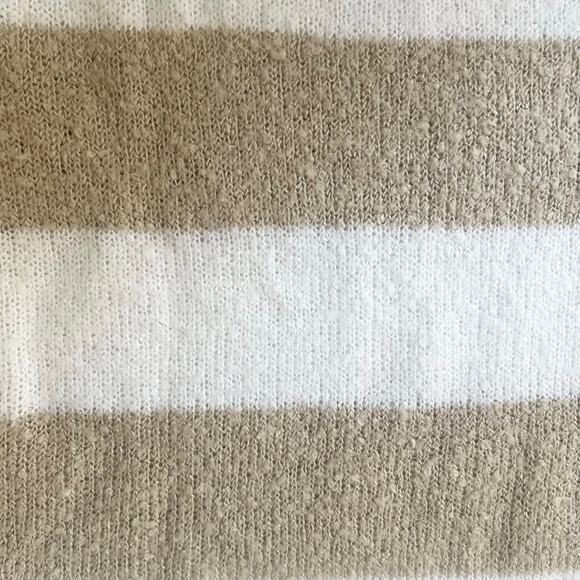 Mud Pie V-Neck Striped Sweater, Size L – Cream & Camel - Picture 7 of 9